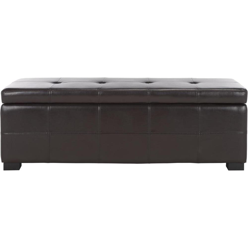image:imageSafavieh Hudson Collection NoHo Tufted Brown Leather Large Storage BenchBrown
