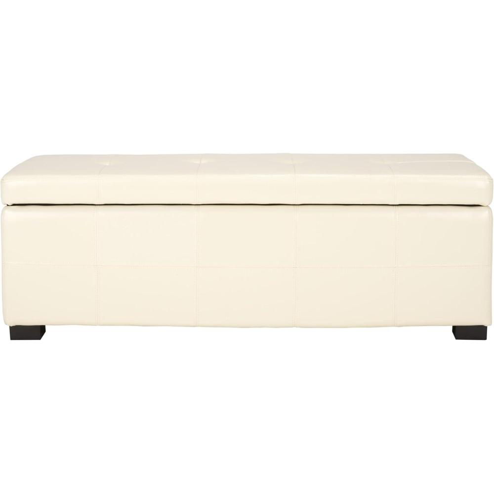 image:imageSafavieh Hudson Collection NoHo Tufted Brown Leather Large Storage BenchFlat Cream
