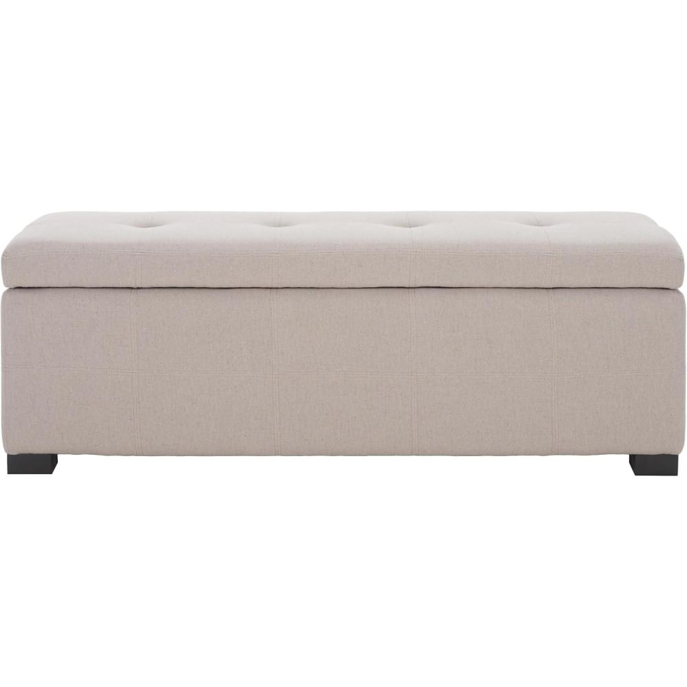 image:imageSafavieh Hudson Collection NoHo Tufted Brown Leather Large Storage BenchTaupe