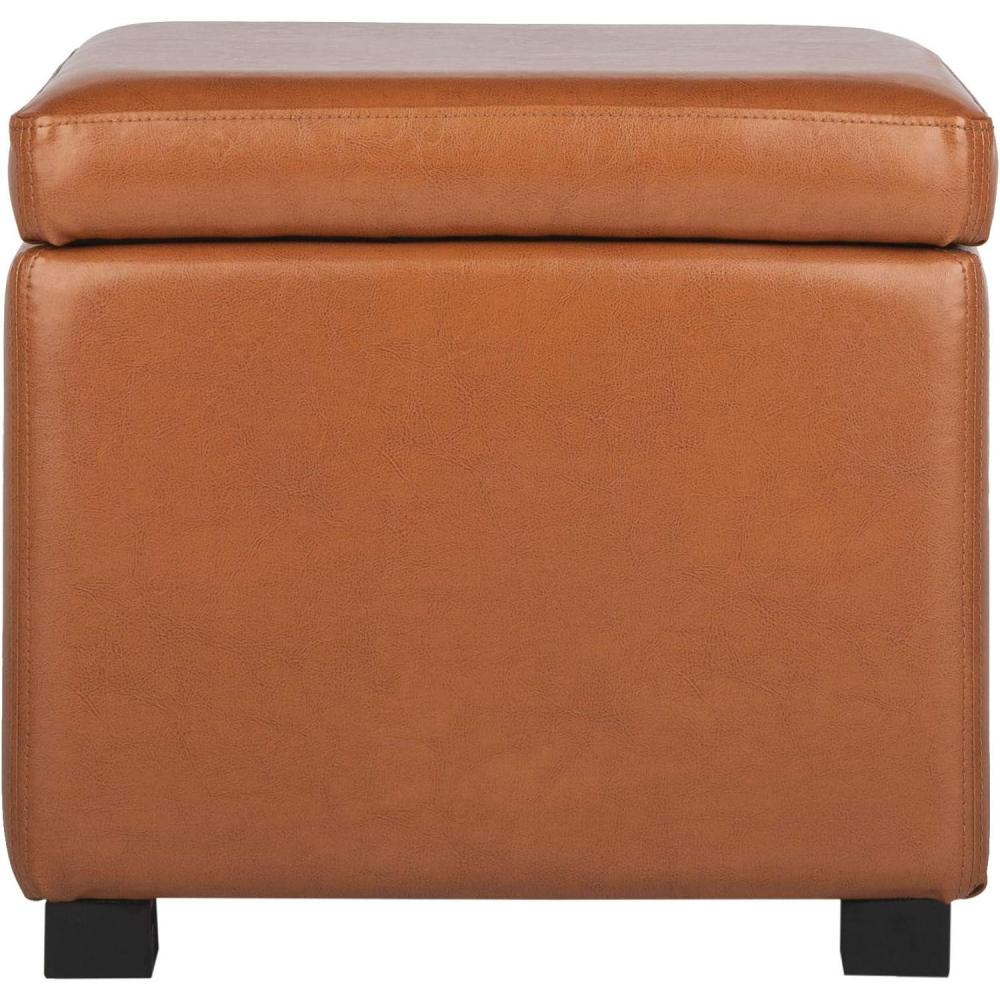 image:imageSafavieh Hudson Collection Ryder Leather Square Flip Top OttomanSaddle