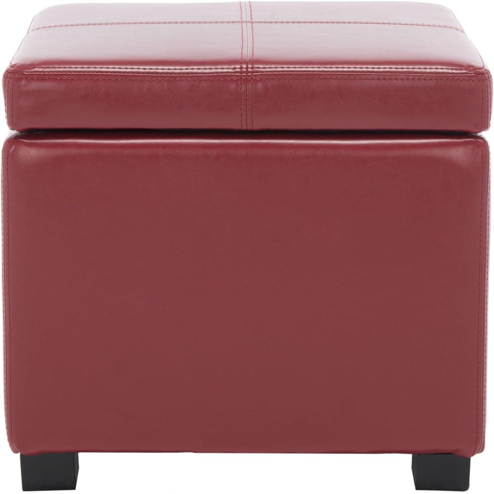 image:imageSafavieh Hudson Collection Williamsburg Brown Leather Square Storage OttomanRed