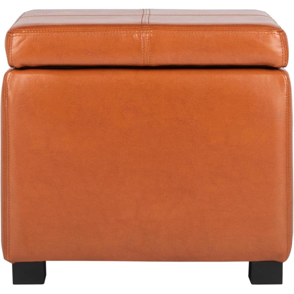 image:imageSafavieh Hudson Collection Williamsburg Brown Leather Square Storage OttomanSaddle