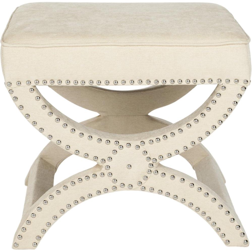 image:imageSafavieh MCR4645 Mystic Upholstered Ottoman Color CreamCream