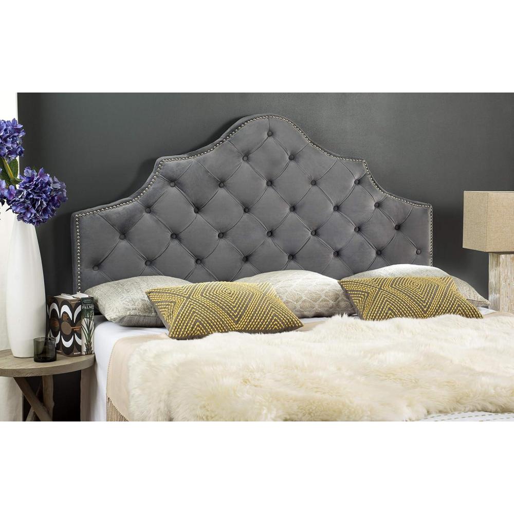 image:imageSafavieh Mercer Collection Arebelle Grey Tufted Headboard FullPewter