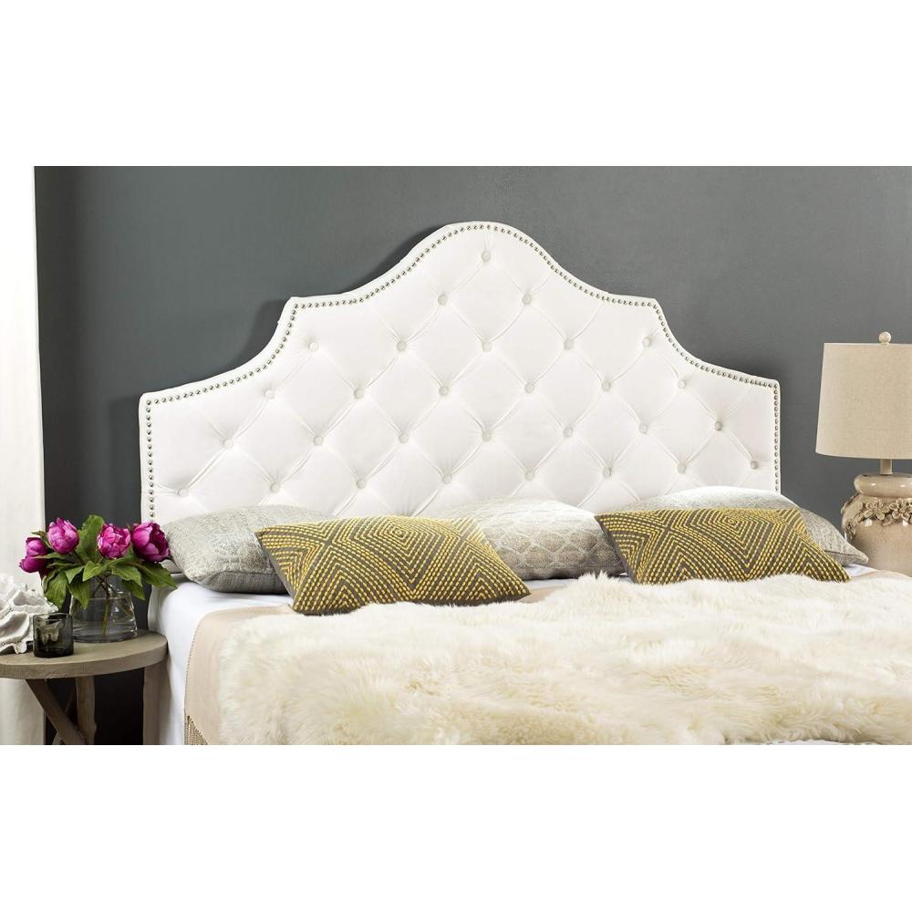 image:imageSafavieh Mercer Collection Arebelle Grey Tufted Headboard FullWhite