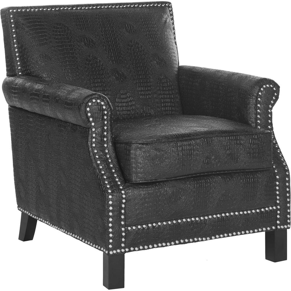 image:imageSafavieh Mercer Collection Charles Beige Linen Club ChairBlack Crocodile