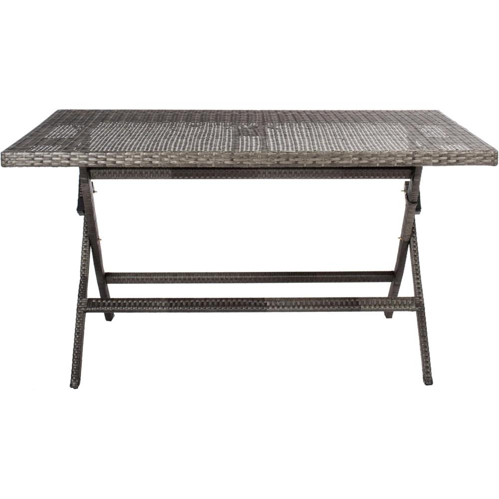image:imageSafavieh PAT7503A Outdoor Collection Akita Black Rectangle Folding TableGrey Brown White