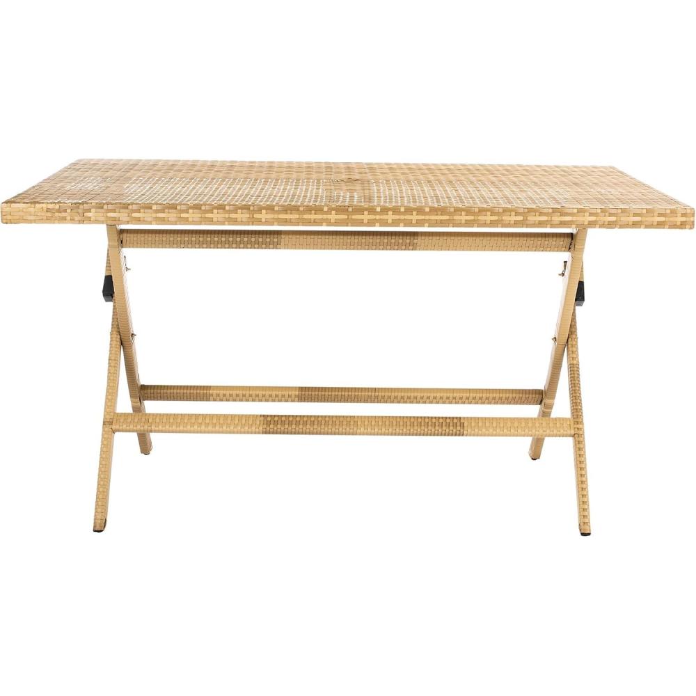 image:imageSafavieh PAT7503A Outdoor Collection Akita Black Rectangle Folding TableNatural White