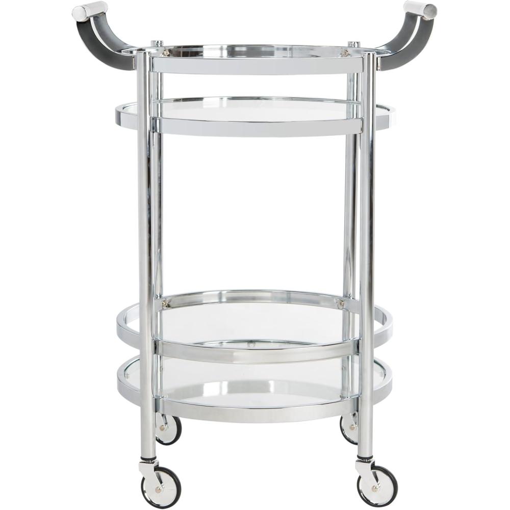 image:imageSafavieh Sienna Bar Cart Black NickelGlassChrome Glass