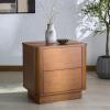 SAFAVIEH Couture Collection – Chrysandra Walnut 2-Drawer Wood Nightstand, Fully Assembled Bedroom Storage with Push-to-Open Drawers (SFV7726A)(Walnut)