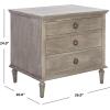 SAFAVIEH Couture Collection – Lisabet Light Oak 3-Drawer Wood Nightstand, Fully Assembled Bedroom Storage with Metal Drawer Glides (SFV7705D)(Light Grey)