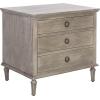 SAFAVIEH Couture Collection – Lisabet Light Oak 3-Drawer Wood Nightstand, Fully Assembled Bedroom Storage with Metal Drawer Glides (SFV7705D)(Light Grey)