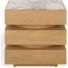 SAFAVIEH Couture Collection – Shayrina Walnut & Dark Brown Marble Accent Table, Sculptural Wood Base Side Table (SFV9765B)(Natural/White)