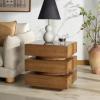 SAFAVIEH Couture Collection – Shayrina Walnut & Dark Brown Marble Accent Table, Sculptural Wood Base Side Table (SFV9765B)(Walnut/Dark Brown)