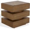 SAFAVIEH Couture Collection – Shayrina Walnut & Dark Brown Marble Accent Table, Sculptural Wood Base Side Table (SFV9765B)(Walnut/Dark Brown)