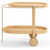 SAFAVIEH Couture Collection – Trianna Natural 2-Shelf Oval Wood Bar Cart, Rolling Serving Cart with Shelves, Modern Entertaining Design, Fully Assembled (SFV7254A)(Natural)