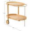 SAFAVIEH Couture Collection – Trianna Natural 2-Shelf Oval Wood Bar Cart, Rolling Serving Cart with Shelves, Modern Entertaining Design, Fully Assembled (SFV7254A)(Natural)