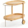 SAFAVIEH Couture Collection – Trianna Natural 2-Shelf Oval Wood Bar Cart, Rolling Serving Cart with Shelves, Modern Entertaining Design, Fully Assembled (SFV7254A)(Natural)