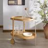 SAFAVIEH Couture Collection – Trianna Natural 2-Shelf Oval Wood Bar Cart, Rolling Serving Cart with Shelves, Modern Entertaining Design, Fully Assembled (SFV7254A)(Natural)