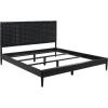 SAFAVIEH Couture Collection Cassity Brown/Natural Solid Wood Queen Size Bed with Woven Leather Headboard(Black)