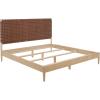 SAFAVIEH Couture Collection Cassity Brown/Natural Solid Wood Queen Size Bed with Woven Leather Headboard(Brown/Natural)