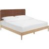 SAFAVIEH Couture Collection Cassity Brown/Natural Solid Wood Queen Size Bed with Woven Leather Headboard(Brown/Natural)
