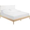 SAFAVIEH Couture Collection Cassity Brown/Natural Solid Wood Queen Size Bed with Woven Leather Headboard(White/Natural)