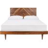 SAFAVIEH Couture Collection Cora Rose White Wash Solid Wood Herringbone Queen Size Bed(Natural Acacia)
