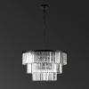 SAFAVIEH Couture Collection Karissa Art Deco Crystal Nickle 3-Tier Adjustable Halo Chandelier(Black)