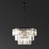 SAFAVIEH Couture Collection Karissa Art Deco Crystal Nickle 3-Tier Adjustable Halo Chandelier(Black)