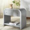 SAFAVIEH Couture Collection Liabella Black/Gold 1-Drawer Curved Nightstand (Fully Assembled)(Light Grey/Gold)
