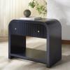 SAFAVIEH Couture Collection Liabella Black/Gold 1-Drawer Curved Nightstand (Fully Assembled)(Navy/Gold)