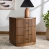 SAFAVIEH Couture Collection Shelbie Black 3-Drawer Reeded Nightstand, Fully Assembled Bedside Accent Table(Medium Oak/Black)
