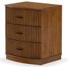 SAFAVIEH Couture Collection Shelbie Black 3-Drawer Reeded Nightstand, Fully Assembled Bedside Accent Table(Medium Oak/Black)