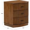 SAFAVIEH Couture Collection Shelbie Black 3-Drawer Reeded Nightstand, Fully Assembled Bedside Accent Table(Medium Oak/Black)