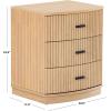 SAFAVIEH Couture Collection Shelbie Black 3-Drawer Reeded Nightstand, Fully Assembled Bedside Accent Table(Oak/Black)