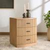 SAFAVIEH Couture Collection Shelbie Black 3-Drawer Reeded Nightstand, Fully Assembled Bedside Accent Table(Oak/Black)