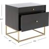 SAFAVIEH Couture Home Collection Adelyn Walnut & Gold 2-Drawer Nightstand Table, Fully Assembled (SFV7209A)(Charcoal / Gold)