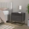 SAFAVIEH Couture Home Collection Adelyn Walnut & Gold 2-Drawer Nightstand Table, Fully Assembled (SFV7209A)(Charcoal / Gold)