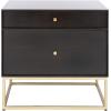 SAFAVIEH Couture Home Collection Adelyn Walnut & Gold 2-Drawer Nightstand Table, Fully Assembled (SFV7209A)(Charcoal / Gold)