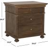 SAFAVIEH Couture Home Collection Allisyn Brown 3-Drawer Wood Nightstand Table (Fully Assembled)(Brown)