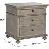 SAFAVIEH Couture Home Collection Allisyn Brown 3-Drawer Wood Nightstand Table (Fully Assembled)(Light Grey)