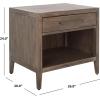 SAFAVIEH Couture Home Collection Ariella Light Grey 1-Drawer 1-Shelf Wood Nightstand Table (Fully Assembled)(Light Brown)