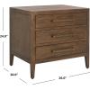 SAFAVIEH Couture Home Collection Ariella Light Grey 3-Drawer Wood Nightstand Table (Fully Assembled)(Brown)