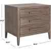 SAFAVIEH Couture Home Collection Ariella Light Grey 3-Drawer Wood Nightstand Table (Fully Assembled)(Light Brown)