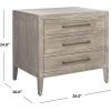 SAFAVIEH Couture Home Collection Ariella Light Grey 3-Drawer Wood Nightstand Table (Fully Assembled)(Light Grey)