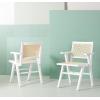 SAFAVIEH Couture Home Collection Hattie Walnut/Natural French Cane Living Room Dining Arm Chair (Set of 2) SFV4115D-SET2(White / Natural)