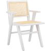 SAFAVIEH Couture Home Collection Hattie Walnut/Natural French Cane Living Room Dining Arm Chair (Set of 2) SFV4115D-SET2(White / Natural)