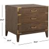 SAFAVIEH Couture Home Collection Nisha Light Grey 3-Drawer Wood Nightstand Table (Fully Assembled)(Brown)