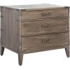 SAFAVIEH Couture Home Collection Nisha Light Grey 3-Drawer Wood Nightstand Table (Fully Assembled)(Light Brown)